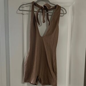 Brown Sleeveless Women's Romper